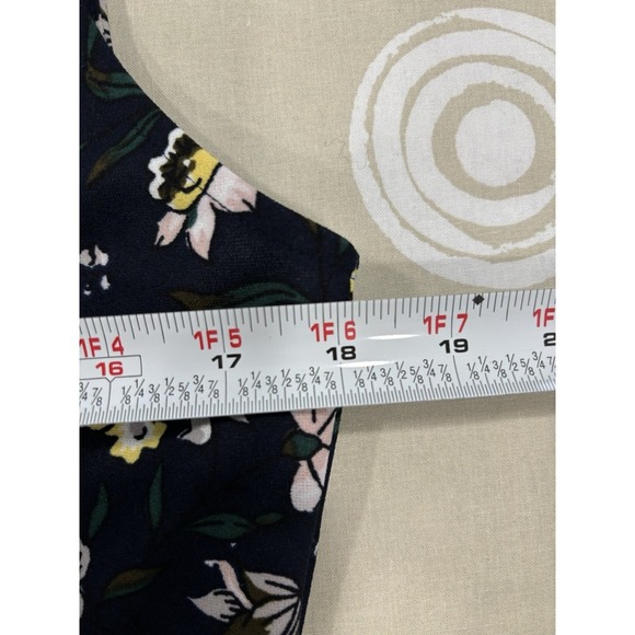 Ann Taylor Floral Sleeveless Top M Navy Tie Front Blouse Career Office Romantic - Picture 6 of 7